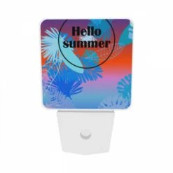 Night Light Set Of 2, A Blue And White Circle With The Word "hello" Written In It. -Pattern Diy Shop 046c0628675bb10e199abb224ce45334b7a1d5a6