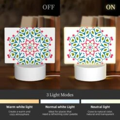 Rectangular Acrylic Night Light, A Colorful Flower Design With Pink And Blue Colors. -Pattern Diy Shop 048f473c1afe0b85fcc338ae4675322efaacd9b2