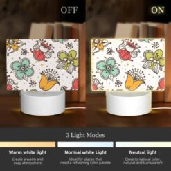 Rectangular Acrylic Night Light, A Colorful Floral Pattern With A Bird And A Fox. 2 Rectangular Acrylic Night Light, A Colorful Floral Pattern With A Bird And A Fox. -Pattern Diy Shop 051a6bb6dd938d099be73df7e9588b0e71925519