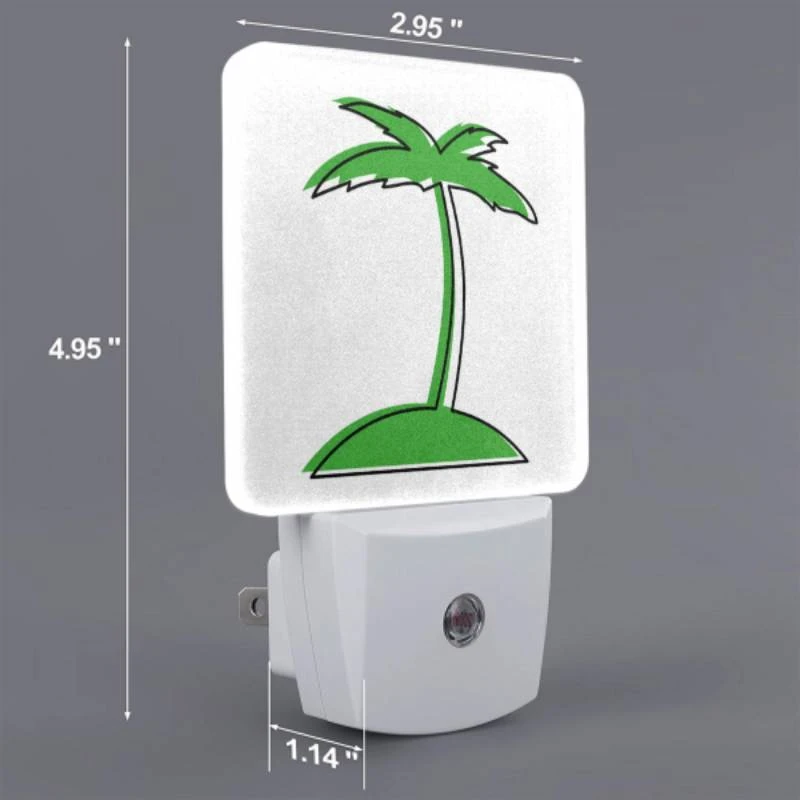 Night Light Set of 2, A green palm tree with a white background. Night Light Set Of 2, A Green Palm Tree With A White Background. -Pattern Diy Shop 0563e6357314106092cba9a962b463eccf17e7d6