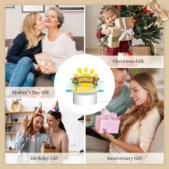 Rectangular Acrylic Night Light, A Cartoon Of A Sunny Beach With The Words "Summer" Written On It. -Pattern Diy Shop 06d59ae13d62117b61e757f40ab0a785fa98e42e