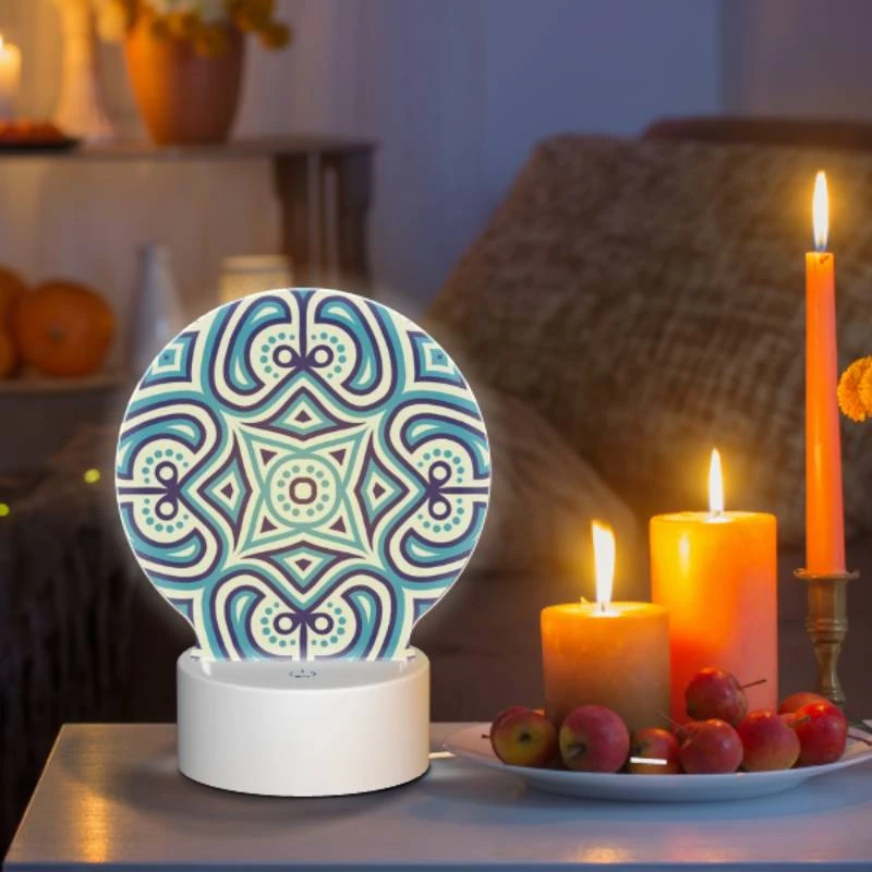 Round Acrylic Night Light, A blue and white patterned design. Round Acrylic Night Light, A Blue And White Patterned Design. -Pattern Diy Shop 07de6e4930024ee9bd33ad90e8407075b883f88c