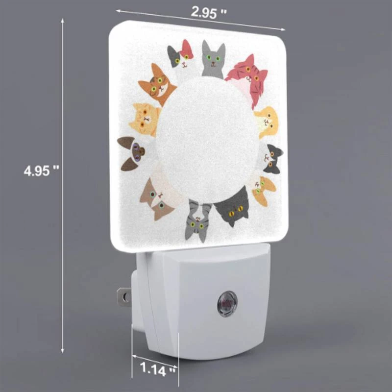 Night Light Set of 2, A circle of cats with different colors and expressions. Night Light Set Of 2, A Circle Of Cats With Different Colors And Expressions. -Pattern Diy Shop 0b219e5f7bf2ae5d1560be80f5283a3755b73f23