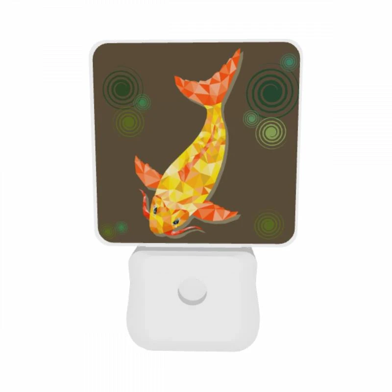 Night Light Set of 2, A yellow fish with a red mouth and orange fins swimming in the water. Night Light Set Of 2, A Yellow Fish With A Red Mouth And Orange Fins Swimming In The Water. -Pattern Diy Shop 0c1912ddd908481dadb0c662b689f25ba18fc8d9