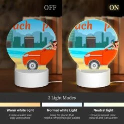 Round Acrylic Night Light, A Man And A Woman Are In A Red Car -Pattern Diy Shop 0ceefd80ea6e0e54ebbc7ca3fa602066ff8cb74d