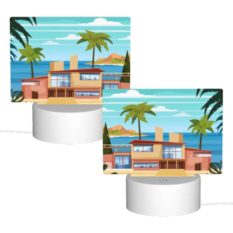 Rectangular Acrylic Night Light, A house is situated on a beach with a palm tree in front of it. Rectangular Acrylic Night Light, A House Is Situated On A Beach With A Palm Tree In Front Of It. -Pattern Diy Shop 0d8ead05c2ee439a131168040f614861dfe32d10