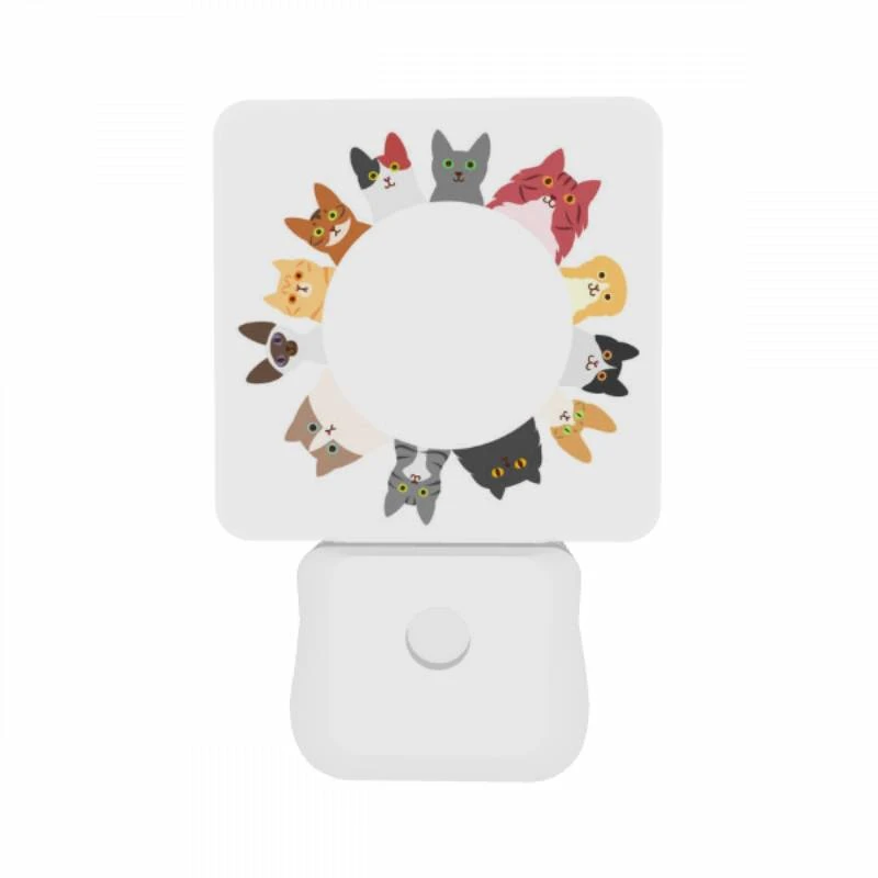 Night Light Set of 2, A circle of cats with different colors and expressions. Night Light Set Of 2, A Circle Of Cats With Different Colors And Expressions. -Pattern Diy Shop 0f28b452b1f2e3fd97335fa3dc2e1d8bc76de6e0