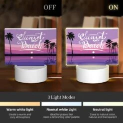 Rectangular Acrylic Night Light, A Sunset Beach Sign With A Moon In The Background. 2 Rectangular Acrylic Night Light, A Sunset Beach Sign With A Moon In The Background. -Pattern Diy Shop 0f8b8ec215fae1d3e9a4367c46e78517b9a223f9