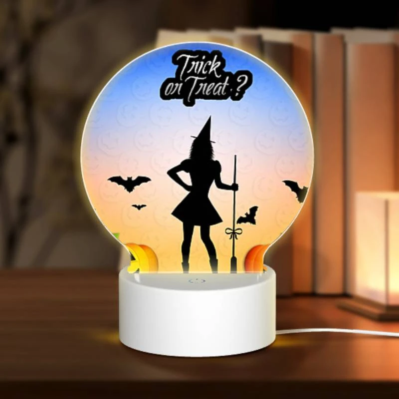 Round Acrylic Night Light, A witch on a broomstick with pumpkins and bats in the background. Round Acrylic Night Light, A Witch On A Broomstick With Pumpkins And Bats In The Background. -Pattern Diy Shop 0fc538356b72f3ad82dede3faec499a9a3c77a15
