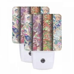 Night Light Set Of 2, Three Colorful Designs Are Displayed Side By Side.