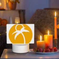 Rectangular Acrylic Night Light, A Yellow Circle With A Palm Tree In It. -Pattern Diy Shop 105ba190ad6a12e32066b059b6ffaf523f14ca2c