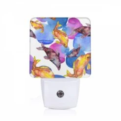 Night Light, A Painting Of Fish In A Blue And Pink Water.