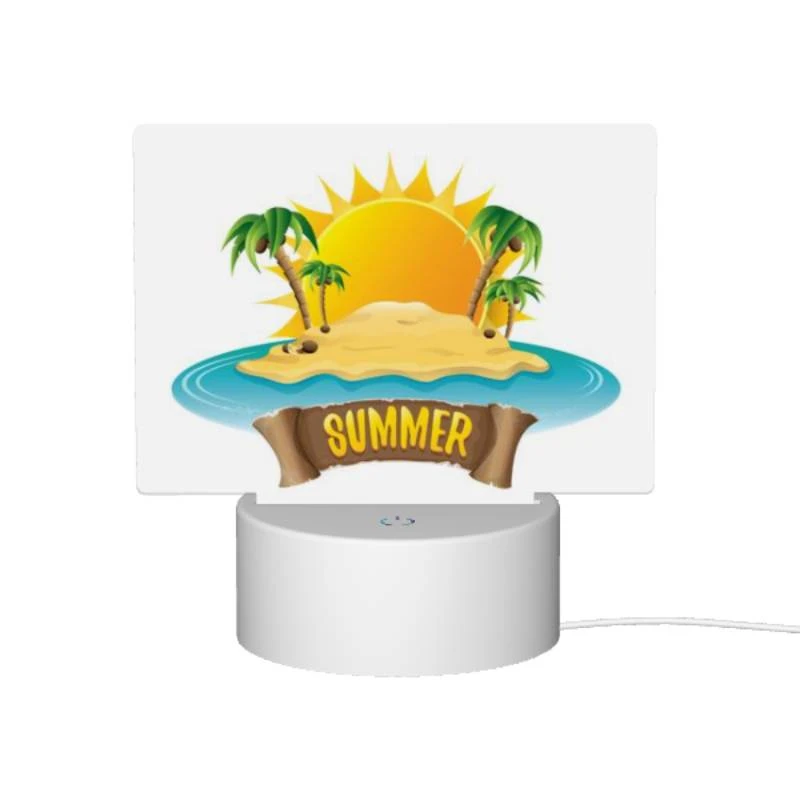 Rectangular Acrylic Night Light, A sunny beach with a palm tree and a sandy shore. Rectangular Acrylic Night Light, A Sunny Beach With A Palm Tree And A Sandy Shore. -Pattern Diy Shop 115a18126c7e3f71c7ddcb34318b562d3215b459