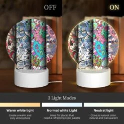 Round Acrylic Night Light, Four Colorful And Artistic Designs Are Displayed Side By Side. -Pattern Diy Shop 116fa3d49ac40a2eb989c54b40685848e4e92fad