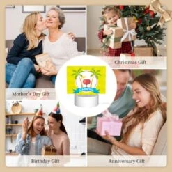 Rectangular Acrylic Night Light, A Yellow Sunny Background With A Tropical Theme -Pattern Diy Shop 11a2a212e4668d34f96c1fcac4df55f9ce8fede6