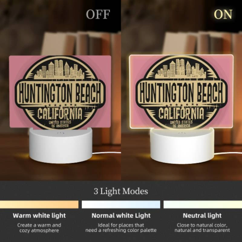 Rectangular Acrylic Night Light, A sign for Huntington Beach Rectangular Acrylic Night Light, A Sign For Huntington Beach -Pattern Diy Shop 126bc112882add82a7a3240b04f4d0b1d4ff6769