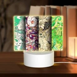 Rectangular Acrylic Night Light, Four Different Colored Designs Of A Dragon.