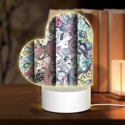 Love Acrylic Night Light, Three Colorful Artworks Are Displayed Side By Side.