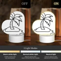 Love Acrylic Night Light, A Black And White Drawing Of A Palm Tree On A Small Island. -Pattern Diy Shop 15a8701d35dcc9ce76dda6b27332bcda1f26bd45