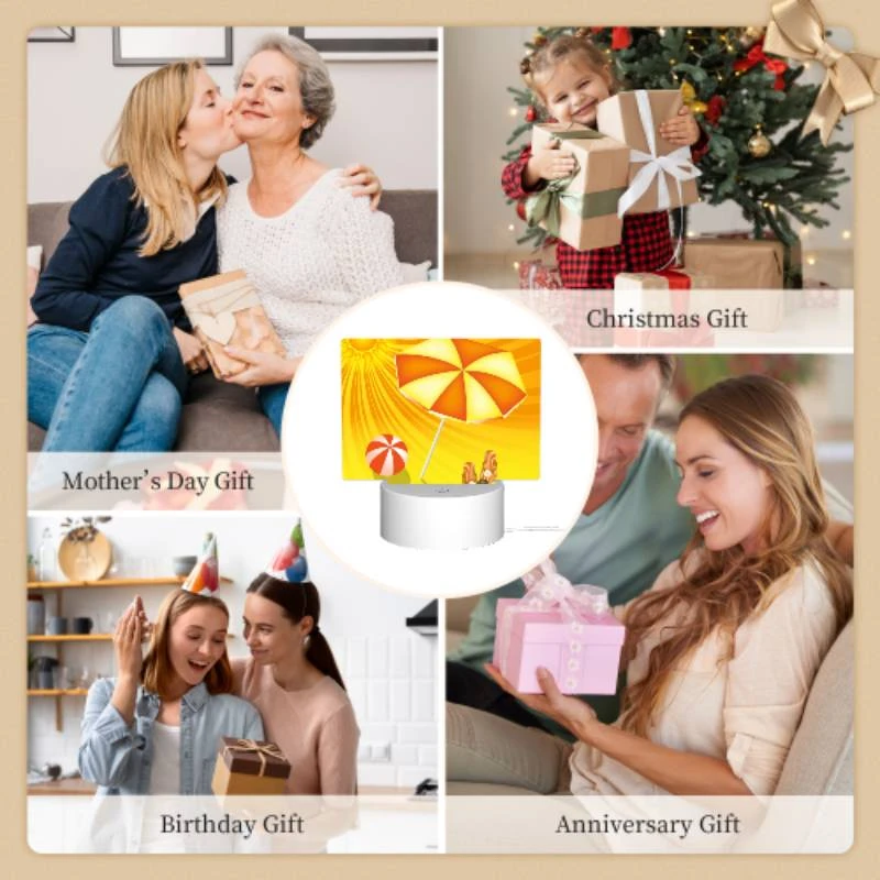 Rectangular Acrylic Night Light, A sunny day with a yellow umbrella Rectangular Acrylic Night Light, A Sunny Day With A Yellow Umbrella -Pattern Diy Shop 1760a53ec8b11536d7e21df19cc8adcd3c1231fc