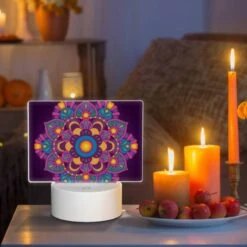 Rectangular Acrylic Night Light, A Colorful Flower With A Yellow Center. -Pattern Diy Shop 1863a2777a1a2d9a2d82e0cef5c510b41357502f