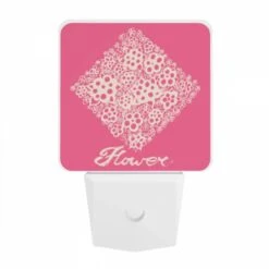 Night Light, A Pink Square With White Flowers On It. -Pattern Diy Shop 188700bb8d548f518d5fa86c651e720eba388ebd