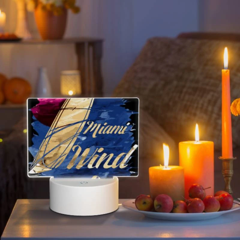 Rectangular Acrylic Night Light, A painting of a sailboat with the words "Miami Wind Surfing" written on it. Rectangular Acrylic Night Light, A Painting Of A Sailboat With The Words "Miami Wind Surfing" Written On It. -Pattern Diy Shop 19d3d18850795a2a77bc3e84daef3655e9f734b1