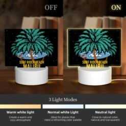 Rectangular Acrylic Night Light, A Surfboard Is Floating On A Wave In Front Of A Palm Tree. -Pattern Diy Shop 1a49dc52339ee1659a4489b62971b8b51c664dd1