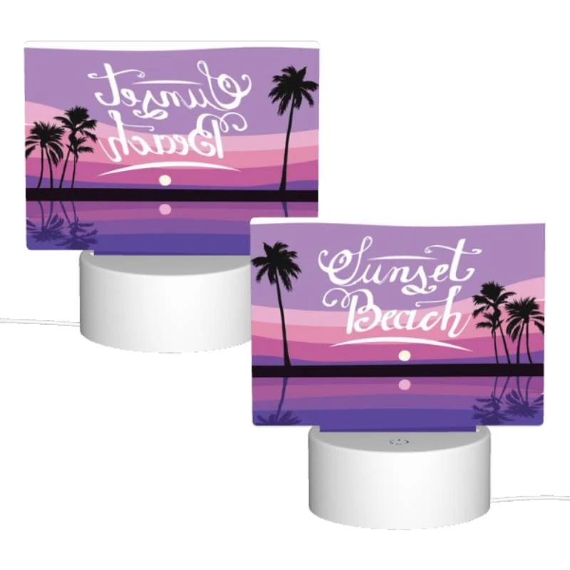 Rectangular Acrylic Night Light, A sunset beach sign with a moon in the background. Rectangular Acrylic Night Light, A Sunset Beach Sign With A Moon In The Background. -Pattern Diy Shop 1a6a1780e2cece90eb0965acabd5de1d4f8c3de7