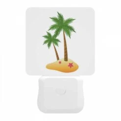 Night Light, A Green Palm Tree On A Sandy Beach. -Pattern Diy Shop 1c770fd24b14ccea9f51334418064e7a72657bed