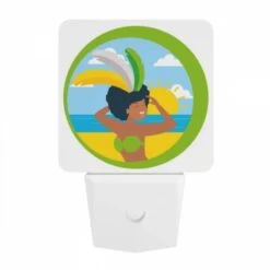 Night Light, A Woman Wearing A Grass Skirt And A Sun Hat Is Standing On A Beach. -Pattern Diy Shop 1dc07830f9ebfd43e3141cc2c6893b0284137394
