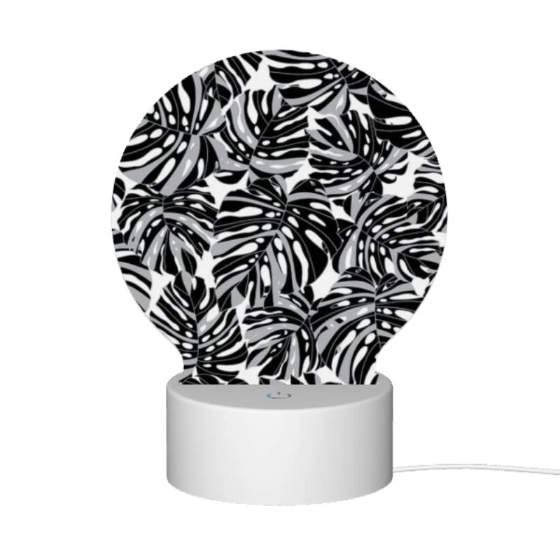 Round Acrylic Night Light, A black and white pattern of leaves. Round Acrylic Night Light, A Black And White Pattern Of Leaves. -Pattern Diy Shop 215906c2afa55819bd3b4934d5d06e31d9fc048a
