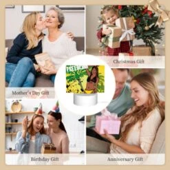 Rectangular Acrylic Night Light, A Woman With A Yellow Bikini Is Standing In Front Of A Tree With Birds Flying Around Her. -Pattern Diy Shop 21adc845314ff39e5ff1e854ba7228328d6cd08e