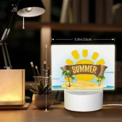 Rectangular Acrylic Night Light, A Cartoon Of A Sunny Beach With The Words "Summer" Written On It. -Pattern Diy Shop 21b477954f7992464cdb9f2c3e4c1c03df84e058