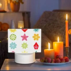 Rectangular Acrylic Night Light, A Collection Of Colorful Flower Icons. -Pattern Diy Shop 21bf6736a5cf680c26e1638105ed67ed82052b40