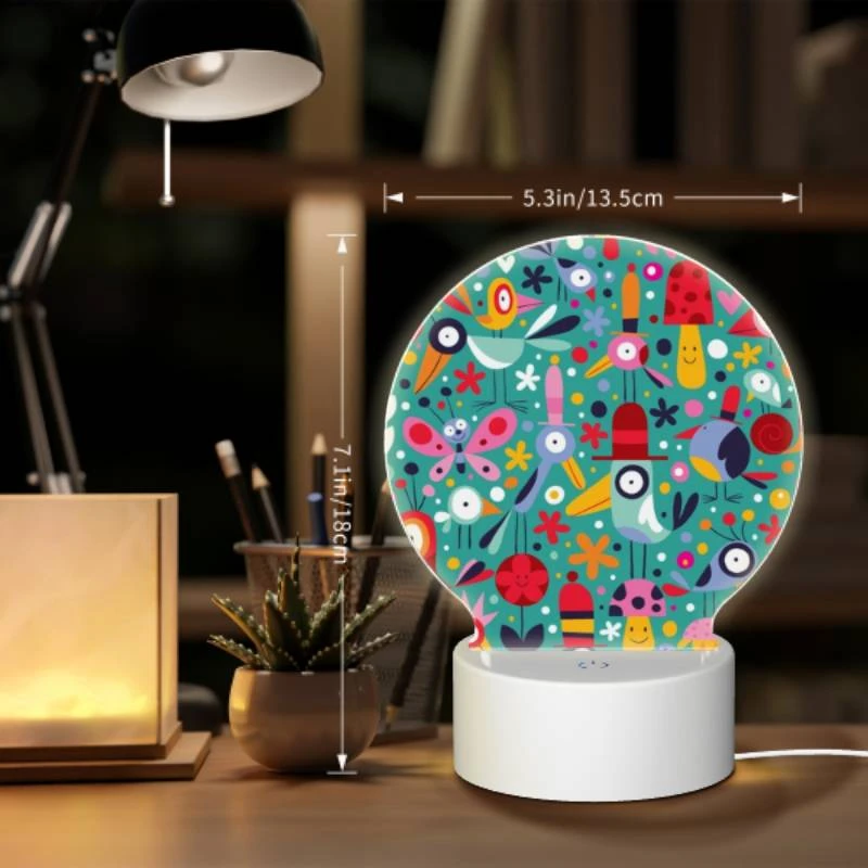 Round Acrylic Night Light, A colorful and vibrant image of birds and flowers. Round Acrylic Night Light, A Colorful And Vibrant Image Of Birds And Flowers. -Pattern Diy Shop 22d8a25ca0e3a766456a5aa463763ce58907b237