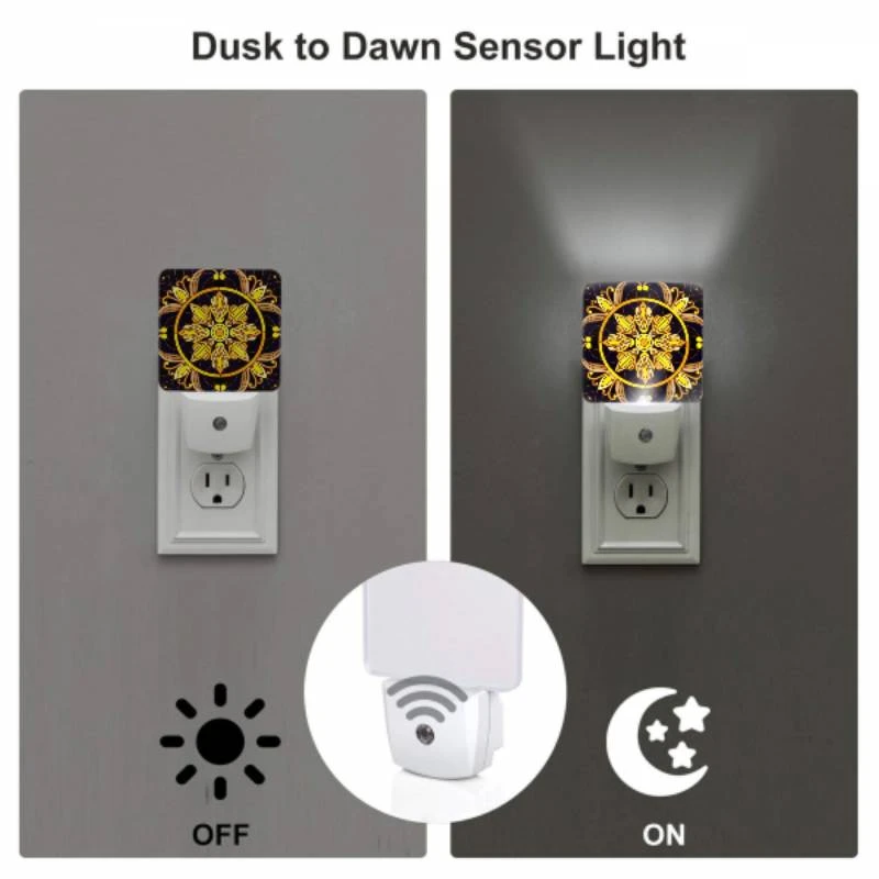 Night Light Set of 2, A colorful flower design with a yellow center. Night Light Set Of 2, A Colorful Flower Design With A Yellow Center. -Pattern Diy Shop 2302e58634ad534500a674b8b7276740b029c215