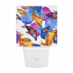 Night Light, A Painting Of Fish In A Blue And Pink Water. -Pattern Diy Shop 23705ae516b75b200386ef1349104f5b4c002434