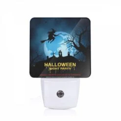 Night Light, A Witch Flies Over A Halloween Night Party.
