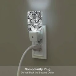 Night Light Set Of 2, A Black And White Image Of A Leafy Plant With A Pattern Of Dots. -Pattern Diy Shop 25ef92d9738d50fbba6a32dae1506ca85568d001