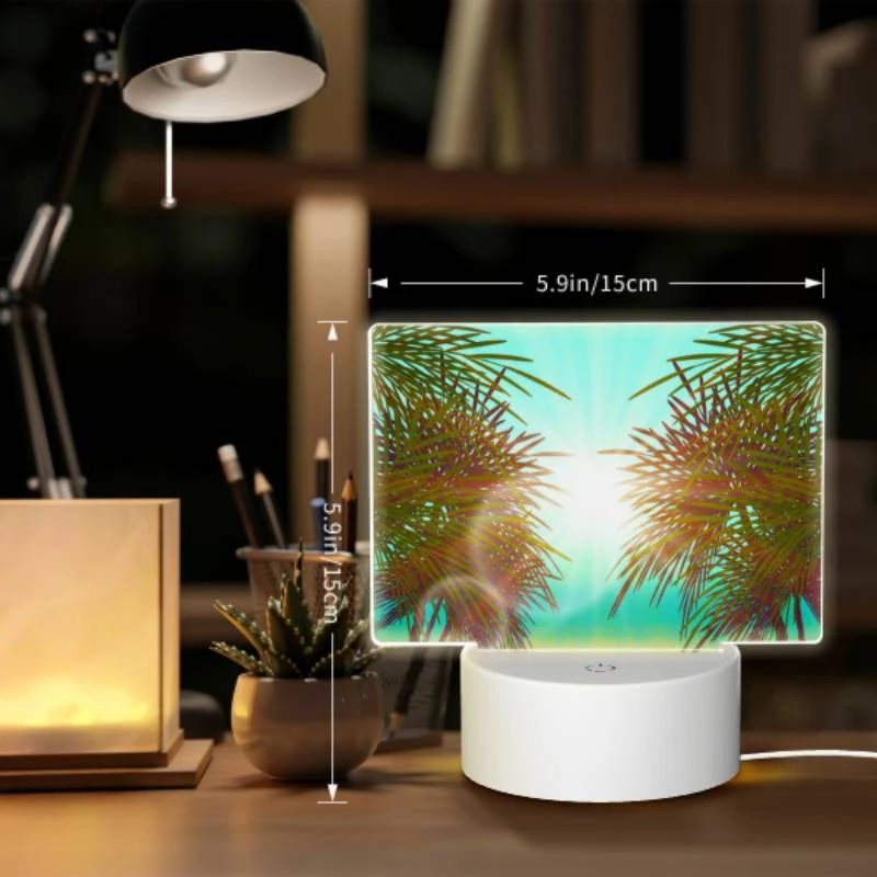 Rectangular Acrylic Night Light, A sunset with two palm trees in the foreground. Rectangular Acrylic Night Light, A Sunset With Two Palm Trees In The Foreground. -Pattern Diy Shop 27fa44054b10747a045cf38832dd209397479534