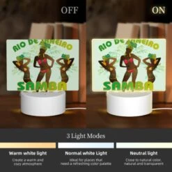 Rectangular Acrylic Night Light, A Colorful Advertisement For Rio De Janeiro Featuring Two Women In Bikinis. -Pattern Diy Shop 289c2b47da26e5b9869b640f8c6d70ad88a0f4af