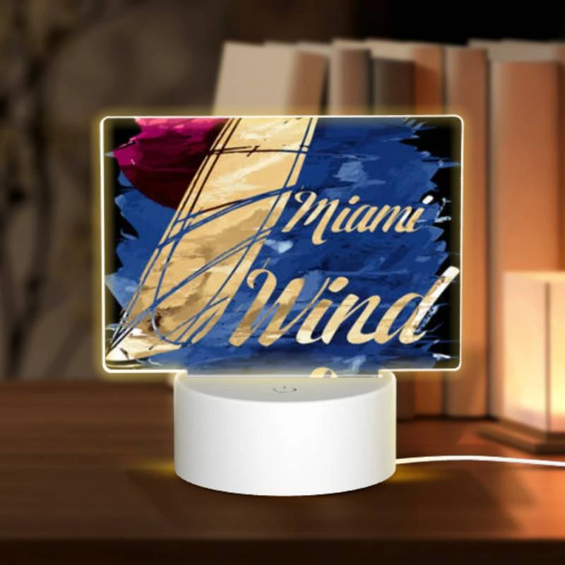 Rectangular Acrylic Night Light, A painting of a sailboat with the words "Miami Wind Surfing" written on it. Rectangular Acrylic Night Light, A Painting Of A Sailboat With The Words "Miami Wind Surfing" Written On It. -Pattern Diy Shop 2a1985b9a69f8f1926d69c406596cf637044b20d