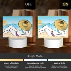 Rectangular Acrylic Night Light, A Woman Is Laying On The Beach -Pattern Diy Shop 2a463fdf72b1ec0619f716035919f6f57fcc062d