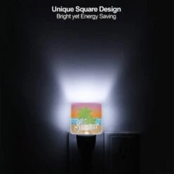 Night Light Set Of 2, A Colorful Cartoon Of A Palm Tree And The Word "summer" On A Beach. -Pattern Diy Shop 2a958af9dffc24edf2fa47310b55063ebef74dc0