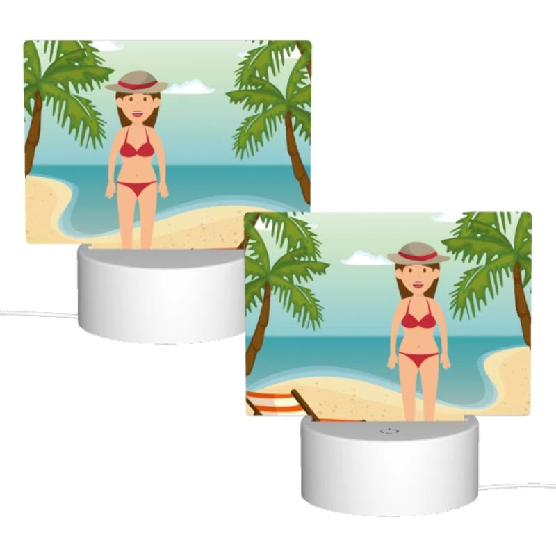 Rectangular Acrylic Night Light, A woman in a red bikini is standing on a sandy beach. Rectangular Acrylic Night Light, A Woman In A Red Bikini Is Standing On A Sandy Beach. -Pattern Diy Shop 2ab4511b3b0d43a72244d7df8fd985451e3b05e1