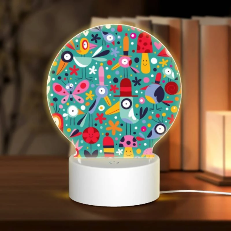 Round Acrylic Night Light, A colorful and vibrant image of birds and flowers. Round Acrylic Night Light, A Colorful And Vibrant Image Of Birds And Flowers. -Pattern Diy Shop 2ae841d98d8c07c015745617603e3ddda2f58ed4