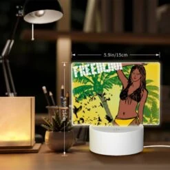 Rectangular Acrylic Night Light, A Woman With A Yellow Bikini Is Standing In Front Of A Tree With Birds Flying Around Her. -Pattern Diy Shop 2c1d22dbb5ff68e2a1ad32148cb35e35297a7f9e