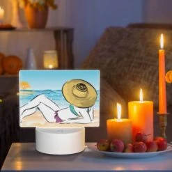 Rectangular Acrylic Night Light, A Woman Is Laying On The Beach -Pattern Diy Shop 2de89e59c3a0084a6865cfd9e2b489fb3874f426