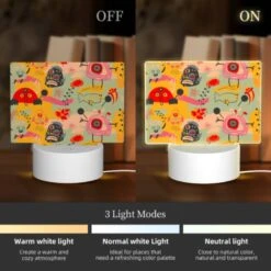 Rectangular Acrylic Night Light, A Colorful And Whimsical Pattern Featuring A Variety Of Animals And Objects. -Pattern Diy Shop 2e7c785099a2ff88286fc62fc892f406443217f5
